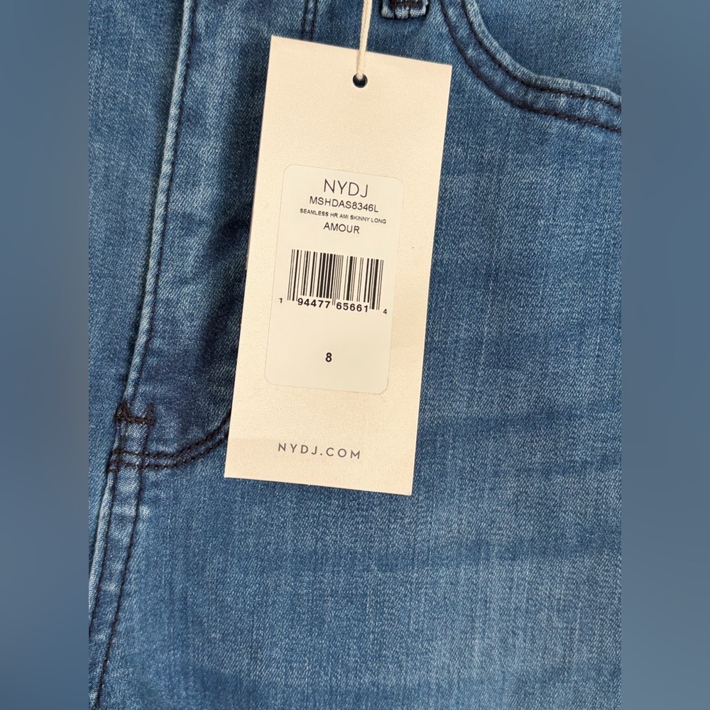 NYDJ Women's Ami Skinny Long Jeans in Amour Medium Blue Wash, Size 8 Long - Picture 6 of 16